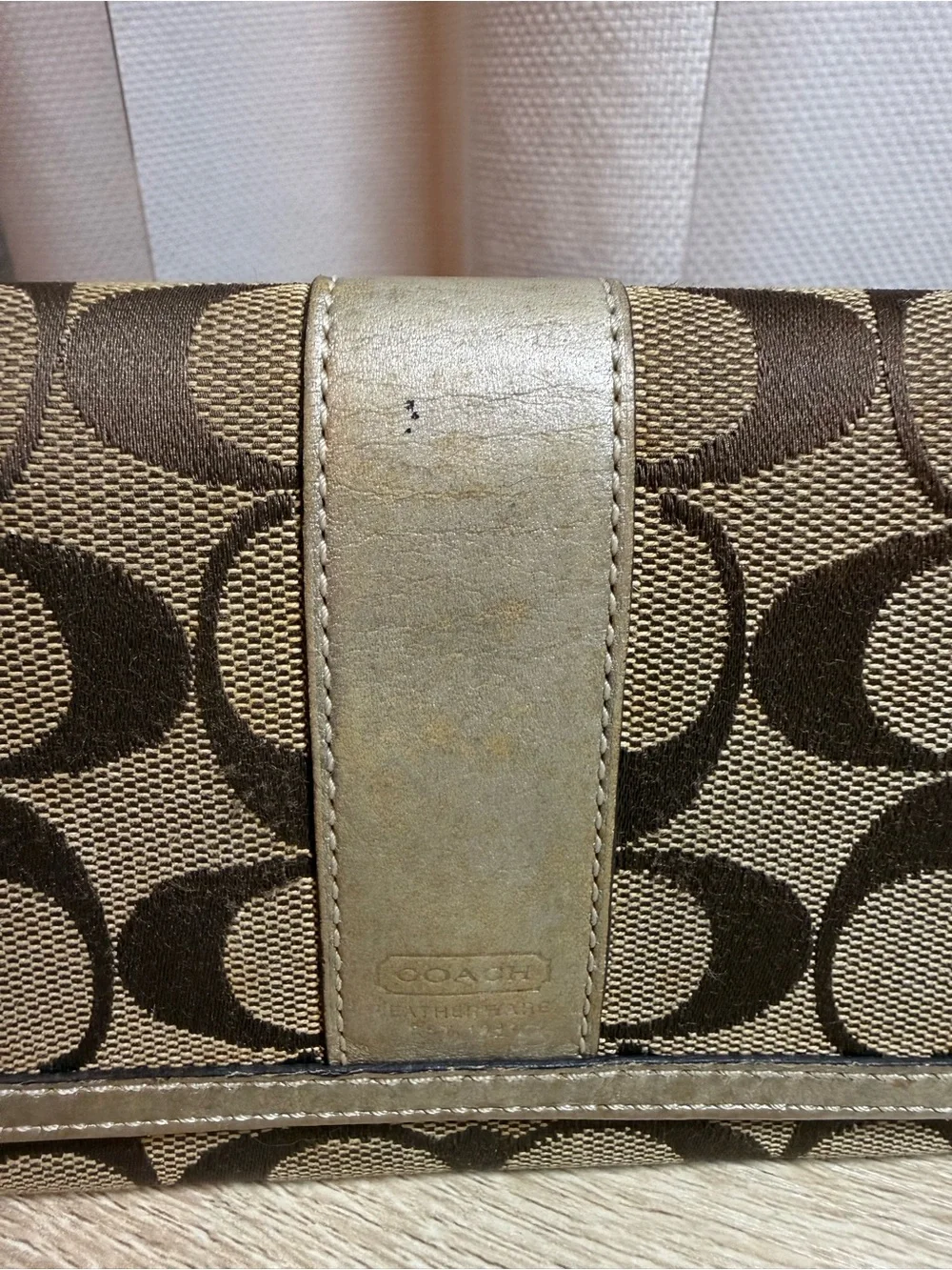 Coach Beige and Brown Signature Continental Wallet - Picture 2 of 8
